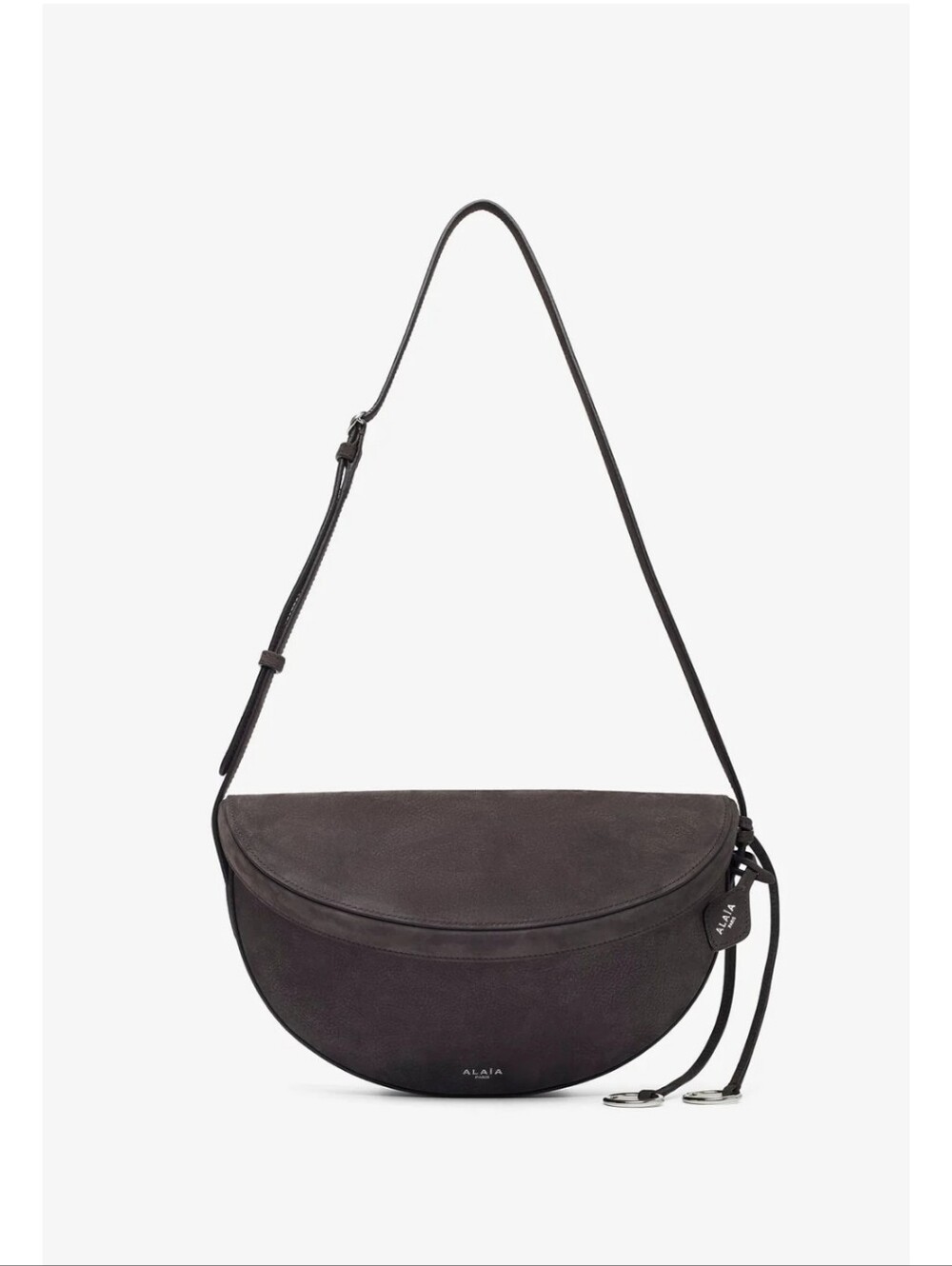 NWT. Alaia Hip East West Grey Nubuck Bag